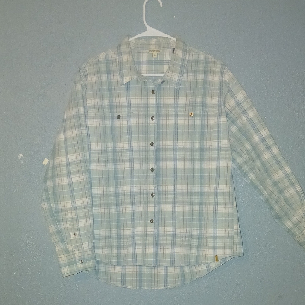 Wrangler Plaid Shirt in Blue and Cream